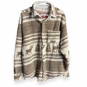 VintageTrue Grit Unisex XS County Western Winter Button Down Fleece Shirt